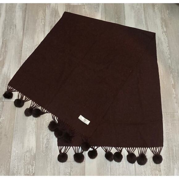 Rong Jia Cashmere Scarf Pre loved Dark Burgundy Wine Color - Picture 5 of 7
